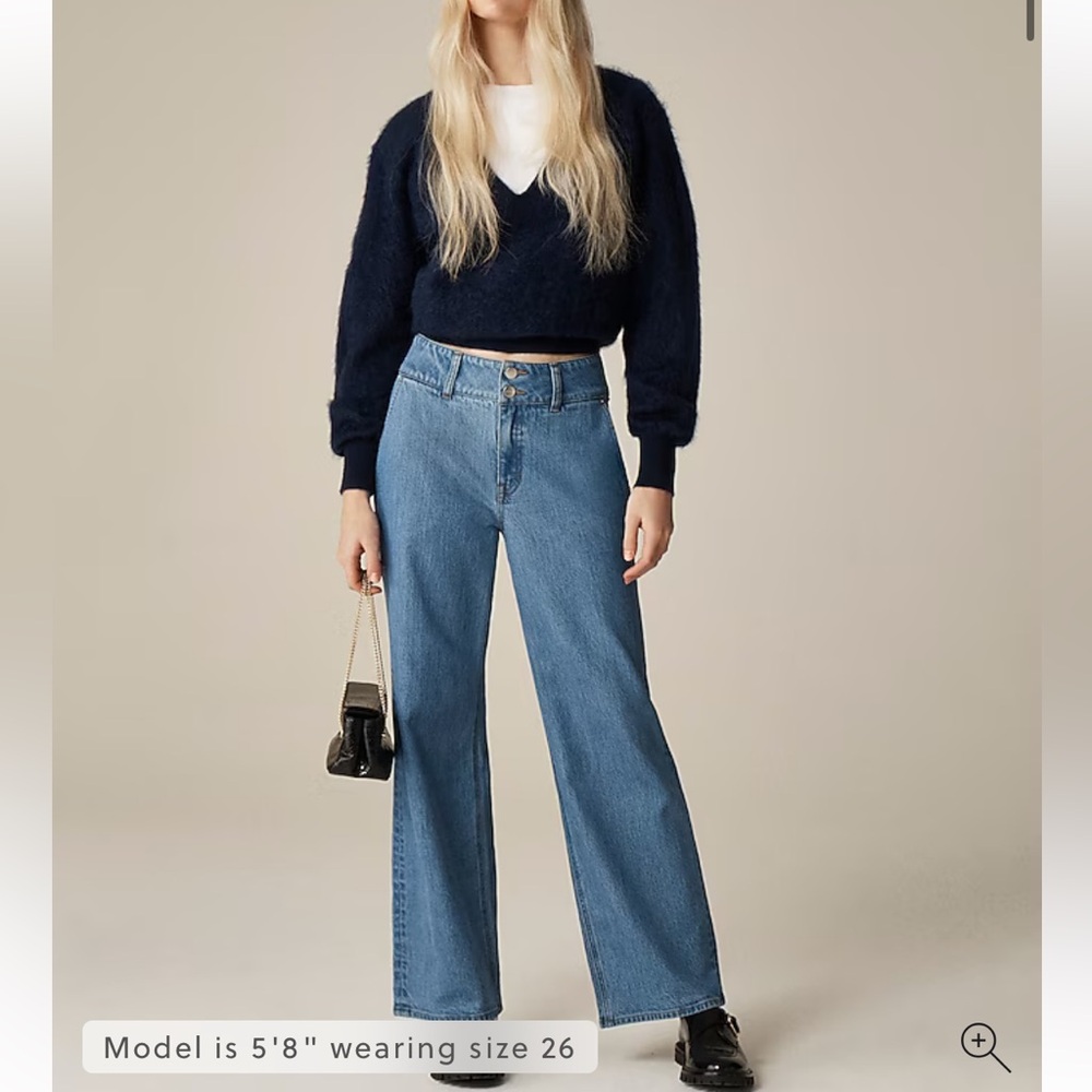 J crew high rise slim wide leg jeans Classic Blue